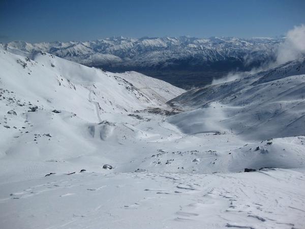 View from the top of the planned new Curvey Lift at The Remarkables looking to the valley below. 